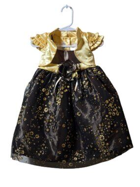 Pretty Me Girls Black Gold Party Dress L 10 Special Occasion Holiday Pageant Bow